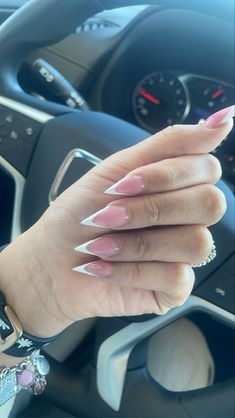 Duck Nails, Nail Sets, Long Acrylic, Tip Nails, Pink Acrylic, Pink Girly Things, Pink Acrylic Nails, White Hand, French Tip Nails