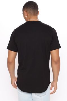 Available In Black, White, Heather Grey, And Tan. Crew Neck Short Sleeve Scallop Hem 100% Cotton Imported | Mens Essential Basic Scallop Tee Shirt in Black size XL by Fashion Nova Black Cotton V-neck Shirt, Black V-neck T-shirt For Streetwear, Black V-neck Graphic Tee T-shirt, Black V-neck Shirt With Graphic Print, Cotton V-neck Shirt For Streetwear, White Heather, Scallop Hem, Button Down Shirt Mens, Mens Essentials