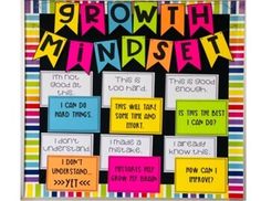 a bulletin board with words on it that say growth minds and how to use them