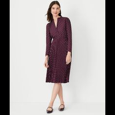 26" From Natural Waist Plum 100% Polyester Machine Washable Hits Below The Knee Tags: Office Work Modest Plum Purple Long Sleeve Dainty Flower Print Vneck Splice Round Collar Lined Fitted Purple Pleated Midi Dress, Purple Knee-length Midi Dress For Fall, Purple Fall Workwear Dresses, Purple Dresses For Workwear In Fall, Spring Workwear Purple Midi Dress, Purple Midi Dress For Spring Workwear, Spring Purple Midi Dress For Work, Casual Purple Midi Dress For Work, Purple V-neck Midi Dress For Work