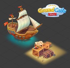 an image of a pirate ship with the caption grand cafe story