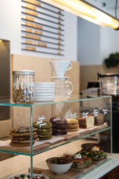 a display case filled with lots of different types of food