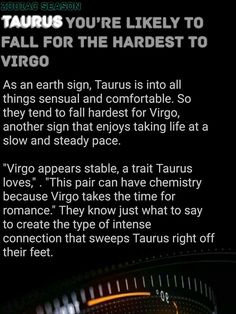 an advertisement for a watch with the caption'taurus you're likely to fall for the hardest to virgo '