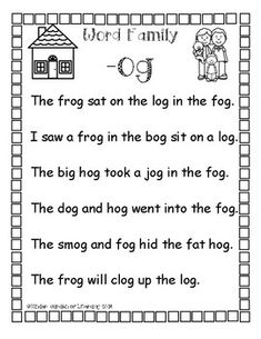 the frog and his family worksheet for children to learn how to read them