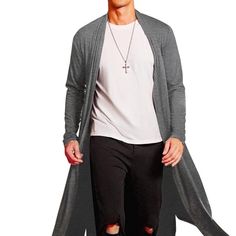 Coofandy Men's Lightweight Cardigan Open Front Long Length Duster Nwot This Cool Easy-To-Be-Layered Open Long Cardigan Will Add Your Style An Unbeatable Avant-Garde Edge And Fashion Touch. Men's Open Front Long Cardigan, Constructed From Light-Weight Cotton Poly Blends That Is Silky Smooth And Stretchy. Men's Long Length Drape Cape, Creates A Gorgeous Slim Drape Without Making You Feel Tight. It Will Hug You Just Right. Grey Lp C Cape Overcoat, Mens Long Cardigan, Boiled Wool Jacket, Varsity Sweater, Preppy Sweater, Cardigan Sweater Vest, Lambswool Sweater, Shawl Collar Cardigan, Long Knit Cardigan