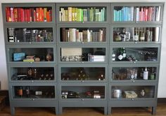 a book shelf with many books on it