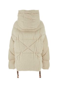 Ivory Nylon Blend Puff Down Jacket from Khrisjoy Winter Cream Quilted Puffer Jacket, Cream Quilted Puffer Jacket For Winter, Quilted Cream Puffer Jacket For Winter, Cream Puffer Jacket With Padded Collar For Winter, Women Crafts, High Heel Rain Boots, Luxury Marketing, Zegna Shoes, Layered Look