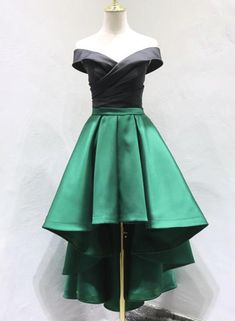 Green and Black High Low Homecoming Dresses, Sweetheart Formal Dresses, Formal Gowns High Low Gown Evening Dresses, Green Homecoming Dress, Homecoming Dresses Short Black, Black And Green Dress, Sweetheart Homecoming Dress, High Low Gown, Junior Prom, Green Homecoming Dresses, Black Homecoming Dress