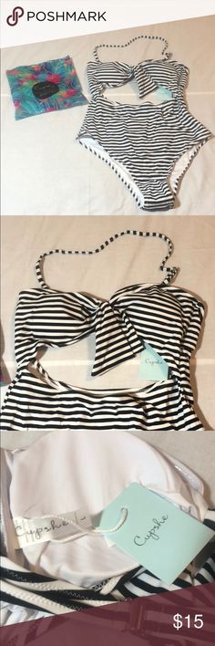 Striped Cupshe Bathing Suit Sz. L Striped Cupshe Bathing Suit Sz. L  Condition: NWT  See all pictures for details.     Color may differ from picture.     Happy Poshing! Cupshe Swim One Pieces Chic Striped Stretch Swimwear, Chic White Lined Swimwear, Ruffle Bathing Suit, Black And White Suit, Green Swimwear, Cupshe Swimsuits, Black Sleeveless Top, Floral One Piece Swimsuit, Halter One Piece Swimsuit