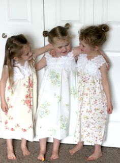 Super easy nightgowns from pillowcases..if ever I was going to try something, this would be it.  LOVE these. Beginner Sewing, Sewing Projects For Beginners, Nightgowns, Sewing For Beginners, Sewing For Kids, Sewing Clothes