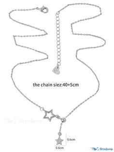 OrcaJump - Sterling Silver Star Charm Necklace Silver Star Charm Necklaces For Party, Silver Star-shaped Charm Necklaces For Party, Party Star Charm Necklaces, Party Necklaces With Star Charm, Party Necklace With Star Charm, Adjustable Star Charm Necklace For Parties, Party Star Necklace With Adjustable Chain, Party Star-shaped Necklace With Adjustable Chain, Star Charm Necklace