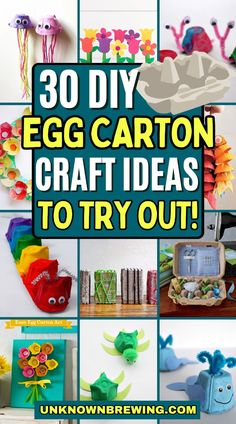 an egg carton craft idea with the words 30 diy egg carton crafts to try out