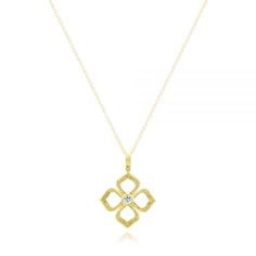 107251 18k Yellow Gold Pendant   1 Diamond - .07 ctw   14k Yellow Gold Cable Chain 16''. This charming pendant features a floral design, crafted from 18k yellow gold. Whether you’re treating yourself or looking for the picture-perfect gift, this dainty piece is a unique choice. At Joseph Jewelry, we carry and design one-of-a-kind pieces that fit everyone’s style. We work with you to create your own jewelry and bring your vision to life. Design Your Own Pendant      Bezel Set Diamond in Floral St Yellow Gold Flower Pendant Necklace With Diamond Cut, Fine Jewelry Yellow Gold Diamond Flower Pendant Necklace, Yellow Gold Diamond Flower Pendant Necklace, Yellow Gold Flower Pendant Diamond Necklace, Yellow Gold Diamond Necklace With Flower Pendant, Elegant 14k Stamped Flower Pendant Necklace, Elegant 14k Gold Flower Pendant Necklace, Yellow Gold Brilliant Cut Diamond Flower Pendant Necklace, Yellow Gold Necklace With Single Cut Diamond Flower Pendant