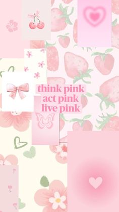 the pink wallpaper has hearts, flowers and other things on it's side