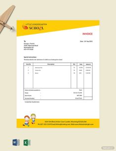 an invoice form is shown on top of a desk with a pen and pencil