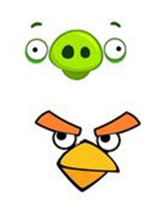 the angry birds face is shown in three different styles and sizes, including one with large eyes