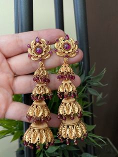 Height = 95 mm || Width = 30 mm Long Jhumki Antique Earring Gorgeous Golden drops. Highest quality and craftsmanship, Ready to ship from Edison NJ USA Please contact us any questions Temple Style Dangle Jhumkas, Temple Jewelry Tilla Jhumkas, Temple Jewelry Chandbalis With Latkans, Temple Jewelry Style Chandbalis With Latkans, Temple Jewelry Style Dangle Chandelier Earrings For Diwali, Temple Jewelry Dangle Chandelier Earrings For Diwali, Thailand Bride, South Indian Earrings, Kemp Earrings