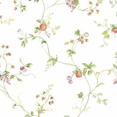 a white wallpaper with flowers and leaves on the bottom right corner is an apple tree