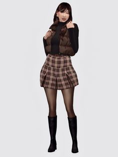 Skirt Boots, Vest Sweater, Skirts With Boots, Sweater Boots, Maxis Match, In The Fall, Dark Academia, The Fall