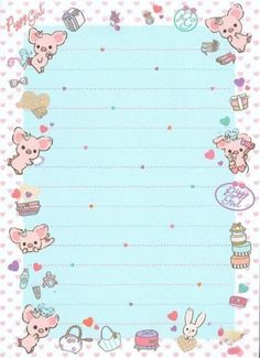 Kawaii Paper, Stationary Printable, Memo Sheets, Writing Paper Printable, Stationary Paper, Pen Pal Letters, Note Memo