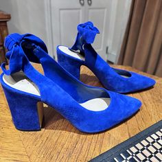 Lord & Taylor Cobalt Blue Sling Back Block Heels Size: 10/40 New Without Tags Original Price $99 Chic Blue Slingback Pumps With Block Heel, Chic Blue Block Heel Slingback Pumps, Blue Slingback Pumps With Block Heel, Blue Slingback Heels With 4-inch Heel, Blue Block Heel Slingback Pumps, Blue Block Heel Slingback Pumps For Formal Occasions, Formal Blue Slingback Pumps With Block Heel, Formal Blue Block Heel Slingback Pumps, Royal Blue Pointed Toe Heels For Spring