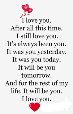 two hearts floating in the air with text that reads, i love you after all this time