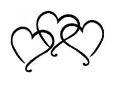 three hearts are drawn in the shape of two lines, one is black and white