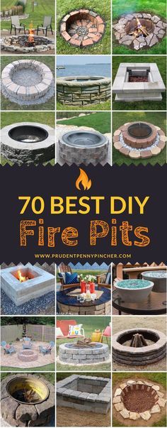 fire pit made out of cinder blocks with the words, 20 best diy fire pits