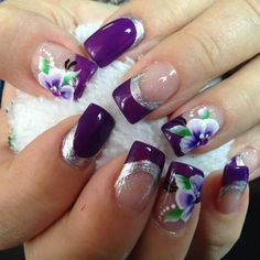 Fly Nails, Neat Nails, Purple Nail Designs, French Nail Designs, French Nail, Gel Nail Design, Purple Nails, Nails Designs, Nails Art