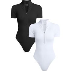 Discover The Perfect Blend Of Comfort, Style, And Versatility With Our Women's Short Sleeve Bodysuit. Crafted From A Luxurious Combination Of Nylon And Spandex, This Bodysuit Offers A Soft, Breathable Feel That Moves With You Throughout The Day. Each Package Includes Two Bodysuits, Ensuring You Always Have A Stylish Option At Hand. Embrace Timeless Elegance With The Zip Neck Design, Highlighting Slender Arm Lines For A Look That Exudes Confidence And Sophistication. The Knit Ribbed Seamless Cons High Waist Bodysuit, Bodysuits For Women, Body Suit Shorts, Hopi Hari, V Neck Romper, Blue Period, Fashion Dictionary, Bodysuit Tops, Turtleneck Bodysuit