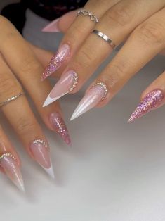 Glow Nails, Pearl Nails, Girls Nails, Luxury Nails, Long Acrylic Nails, Stiletto Nails, Cute Acrylic Nails