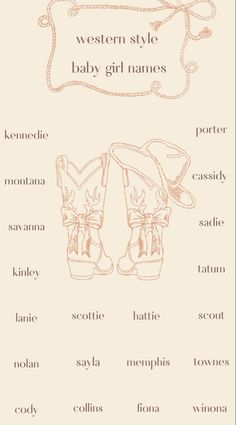 Baby names for baby girls Unique Baby Names List, Cowgirl Names, Boho Baby Names, Country Girl Names, Western Baby Names, Country Baby Names, Vintage Names, Dream Future