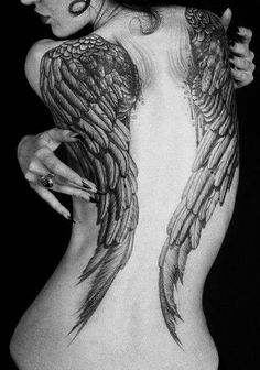 Small Tattoos With Big Meanings, Back Tattoo, Angel Wings, Small Tattoos, A Woman, Angel, Tattoos, Tumblr