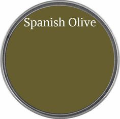 an olive green paint with the words spanish olive on it