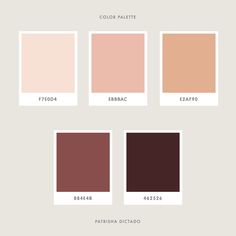 different shades of paint for the same color palette, including brown, beige and pink