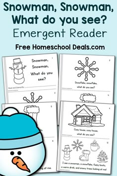 snowman, snowman, what do you see? emergent reader with free printables