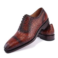 Handmade Mens Alligator Leather Cap Toe Lace up Oxford Classic Modern – Venum Star Distinguished Gentleman, Rare Shoes, Cap Toe Shoes, Alligator Shoes, Cold Blooded, Crocodile Shoes