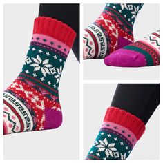 Complete Festive Set: This women’s winter socks set includes 5 pairs of Christmas socks, perfect for adding a touch of holiday charm to your wardrobe. The socks are designed to fit all women comfortably, making it easy to share and enjoy during the holiday season. Exquisite Design: These socks feature a classic Nordic pattern with geometric and abstract graphics, combined with a compatible color palette, adding a unique and eye-catching touch to your outfit. The low-cut silhouette ensures a comfortable fit, and the combination of high-quality material and the delightful design makes these socks a perfect choice to celebrate the holiday season with comfort and style. High-Quality Material: Crafted from 100% polyester, these socks are made from high-quality material that has undergone safety Cabin Socks, Abstract Graphics, Holiday Socks, Cozy Socks, Winter Socks, Sock Patterns, Christmas Socks, Sock Gifts, Soft Wool