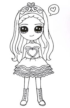 a drawing of a girl with hearts in her hands