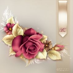 an elegant floral background with pink roses and gold leaves