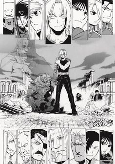 an anime story page with the characters in black and white, one is holding his arms crossed