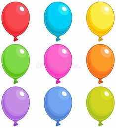 a bunch of colorful balloons floating in the air on a white background for your design