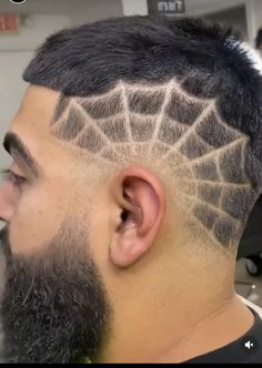 Cool Hair Designs For Men, Men Hair Designs Lines Fade Haircut, Spiderweb Hair Design, Barber Designs In Hair, Spider Web Hair Design, Hairline Tattoo, Tattoo Kids