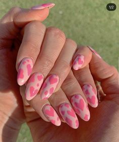 These pink cow print nails are absolutely adorable! The two shades of pink give off a flirty vibe, and the subtle heart design is perfect for Valentine’s Day. Wear to your next party or night out, or even on a date! Acrylic Nails Ideas, Crazy Nail Art, Cow Nails, Summer Nail Art, Edgy Nails, Crazy Nails, Soft Nails, Nail Nail, Design Nail