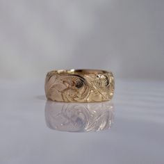 Hand-engraved in deep relief with acanthus leaves and scrolls Band measures 8mm wide Available in 14k gold and oxidized sterling silver Size 7, not sizable Made by Blue Blue Driver in Santa Fe, New Mexico *This ring is not resizable, please confirm your final ring size before purchasing. Custom sizing is available, please contact us if you'd like to inquire.* Art Jewelry Ring, Icon Jewelry, Leaf Decoration, Deep Relief, Vintage Jewellery Rings, Acanthus Leaves, Santa Fe New Mexico, Acanthus Leaf, Leaf Decor