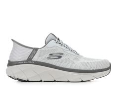 Enjoy longer walks with supportive comfort wearing Skechers D'Lux Walker 2.0 Slip-in Rezinate. Designed with our exclusive Heel Pillow™, this vegan walking design features an engineered knit and synthetic upper with stretch laces, well-cushioned midsole, and a Skechers Air-Cooled Memory Foam® comfort insole. Skechers Hands Free Slip-ins® for an easy fit, Exclusive Heel Pillow™ holds your foot securely in place, Relaxed Fit® for a roomy comfort fit at toe and forefoot, Skechers Air-Cooled Memory Gray Sneakers With Arch Support For Walking, Gray Walking Sneakers With Arch Support, Gray Walking Shoes With Arch Support, Dynamic Walking Shoes With Ortholite Insole, Gray Walking Shoes With Ortholite Insole, Gray Walking Shoes With Arch Support For Light Sports, Gray Walking Shoes With Arch Support For Sports, Gray Slip-on Running Shoes For Walking, Gray Running Shoes With Arch Support For Walking