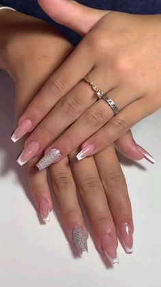 Silver Acrylic Nails, Glitter Gel Nails, Girly Acrylic Nails, Classy Acrylic Nails, Party Nails, Chic Nails, Holiday Nails, Trendy Nails, White Nails