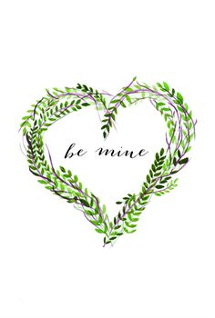 a heart shaped frame with leaves and the words le minee written in french on it