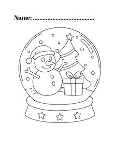 a snow globe with a christmas tree in it and a penguin holding a present box