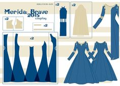 the paper doll is wearing a blue dress with long sleeves and an open neckline